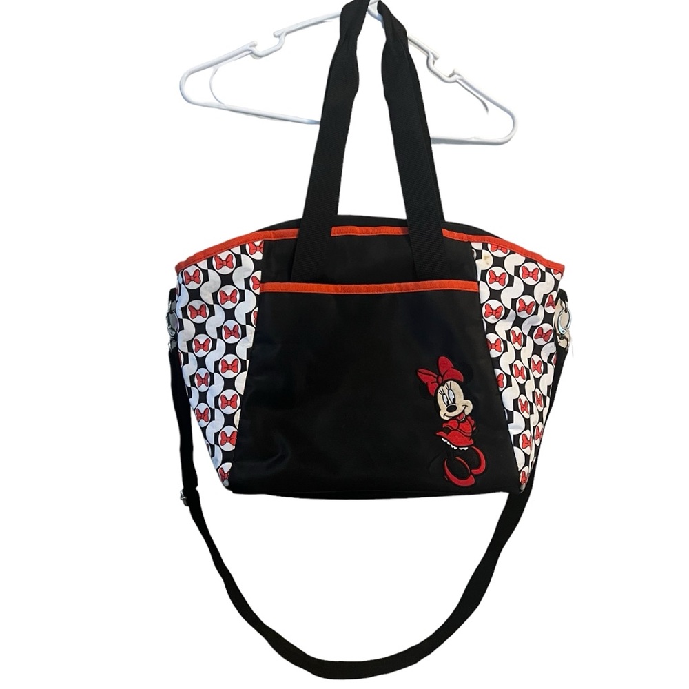 Disney Baby Minnie Mouse Diaper Bag with Changing Pad Black Red White